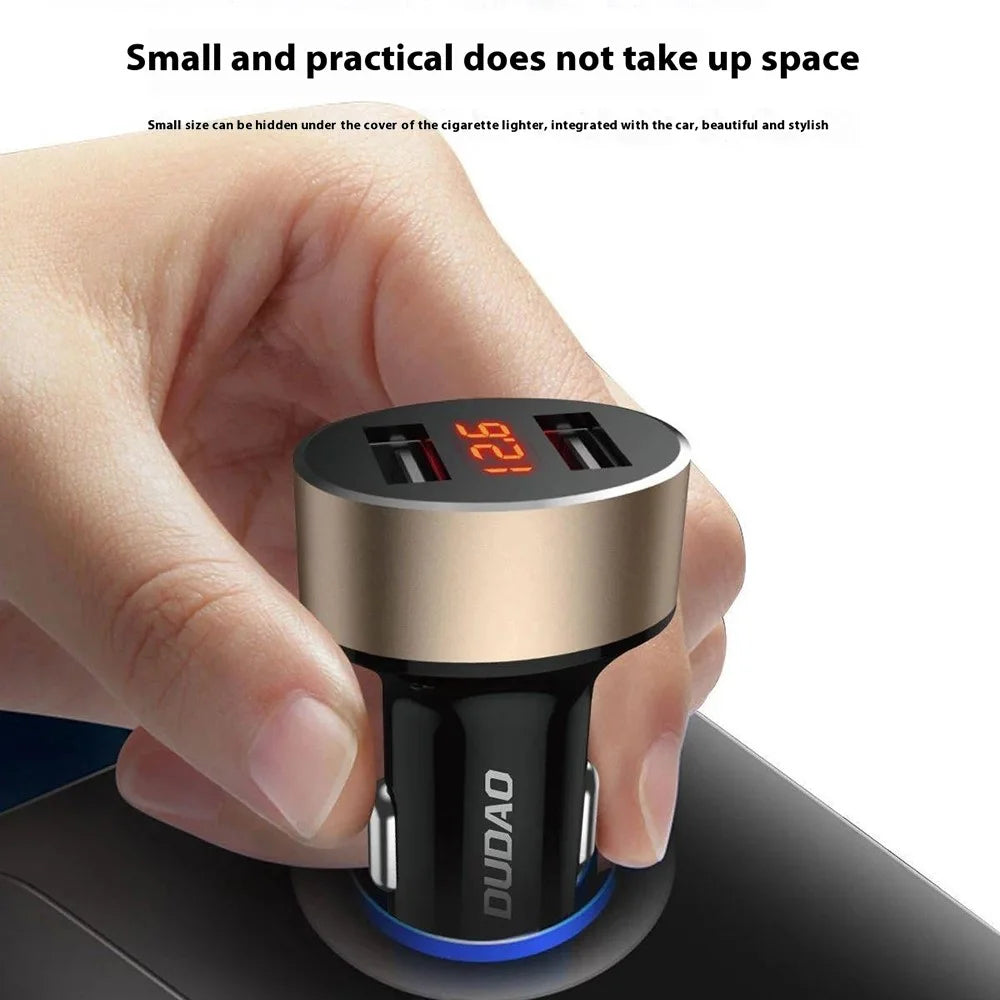 DUDAO R1s Dual USB 3.4A Phone Fast Charging Adapter Voltage Digital Display Car Charger - 6