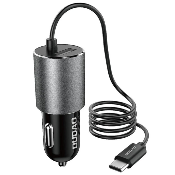 DUDAO R5Pro 3.4A USB Phone Charging Adapter Car Charger with Built-In Cable - Type-C Cable - 1