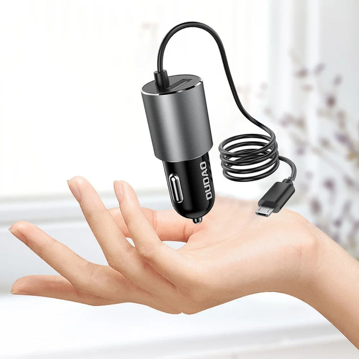 DUDAO R5Pro 3.4A USB Phone Charging Adapter Car Charger with Built-In Cable - Type-C Cable - 5