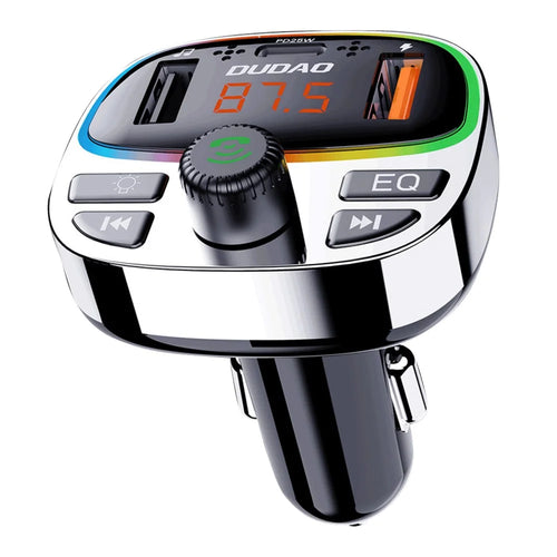 DUDAO R2Pro+ Colorful Light Bluetooth-compatible Car Kit Hands-Free Call MP3 Player PD Type-C + Dual USB Car Charger - 1