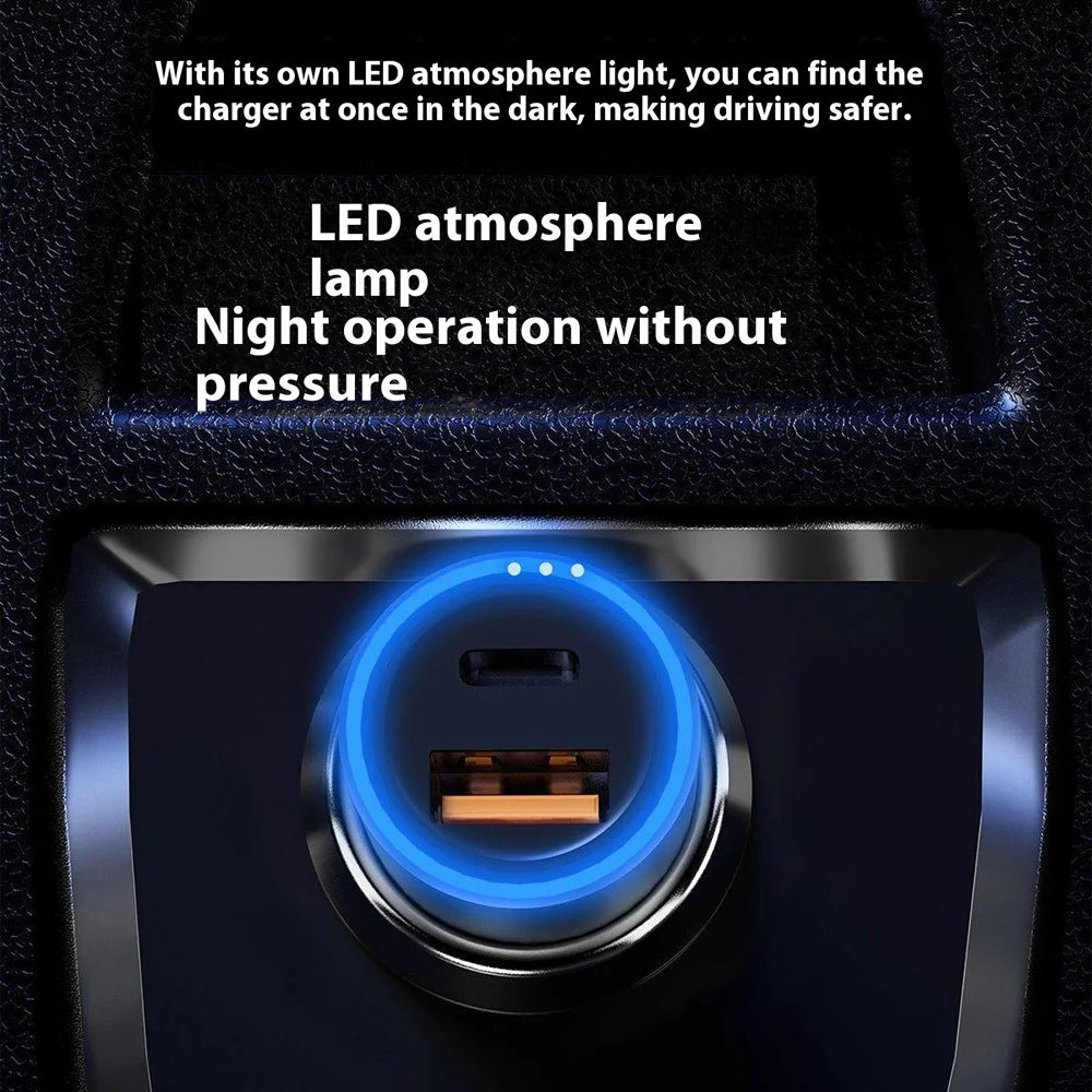 DUDAO R4Max 55W Fast Charging USB+Type-C Dual Port Cigarette Lighter Car Charger - 4