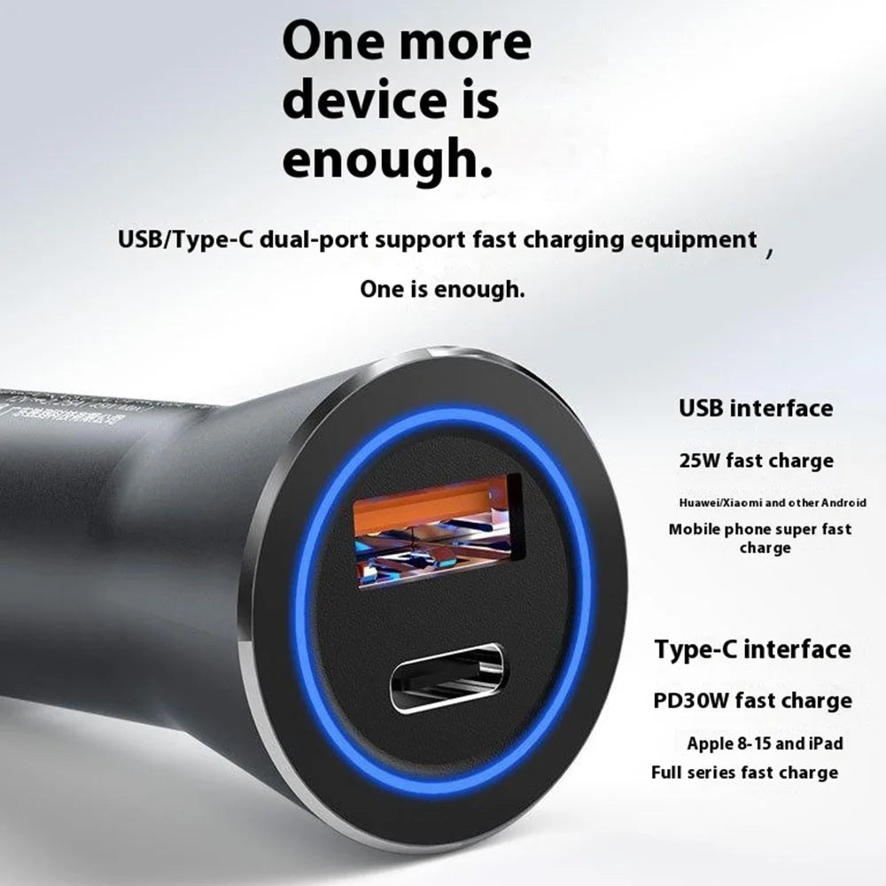 DUDAO R4Max 55W Fast Charging USB+Type-C Dual Port Cigarette Lighter Car Charger - 5