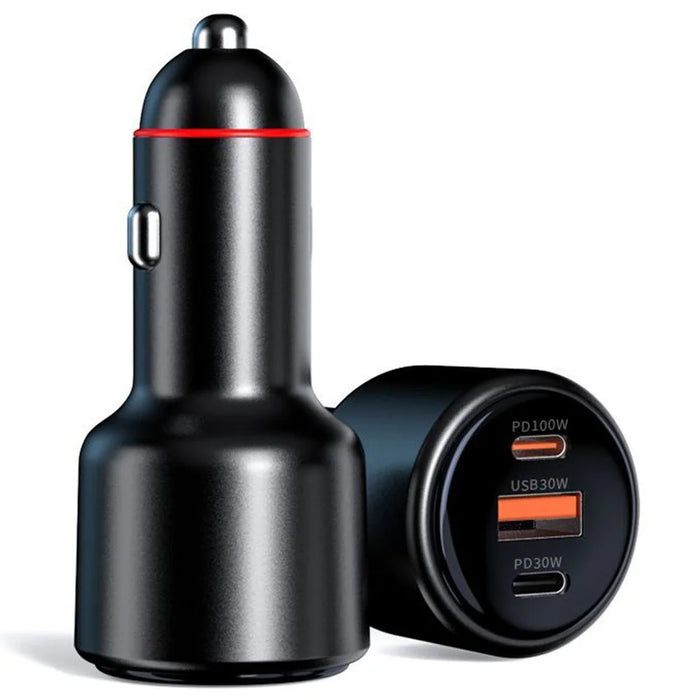 USB + Dual Type-C Phone Fast Charging Adapter PD 100W + PD 30W Aluminum Alloy Car Charger - 1