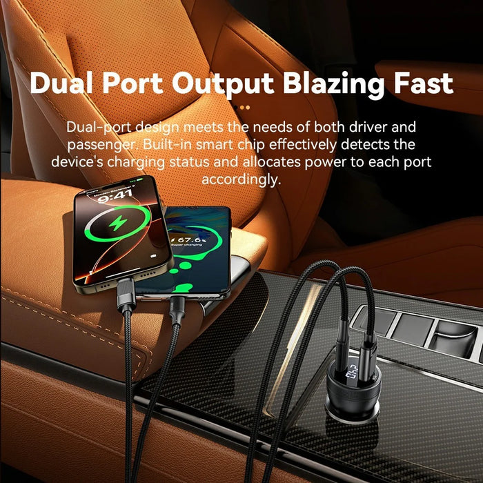 ESSAGER USB A + Type C Car Charger 100W Super Fast Charging Adapter with Digital Display - Black - 4