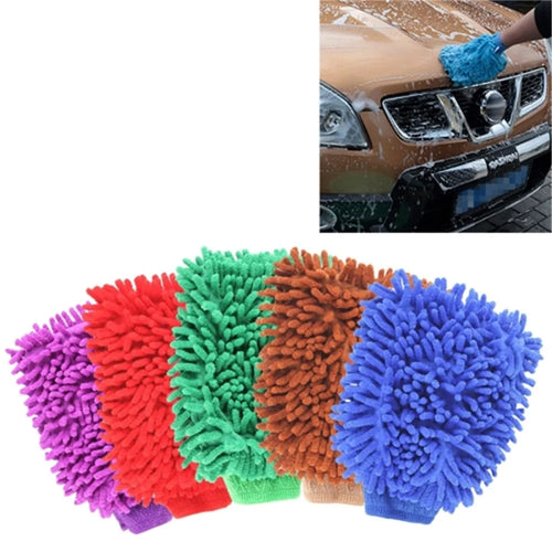 Microfiber Gloves for Cleaning Car Double-Sided Chenille Microfiber Glove Antistatic Cleaning Cloth Dust Removal Cleaning Gloves (Random Color) - 1