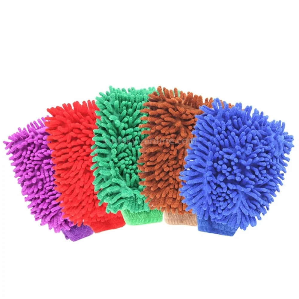 Microfiber Gloves for Cleaning Car Double-Sided Chenille Microfiber Glove Antistatic Cleaning Cloth Dust Removal Cleaning Gloves (Random Color) - 3