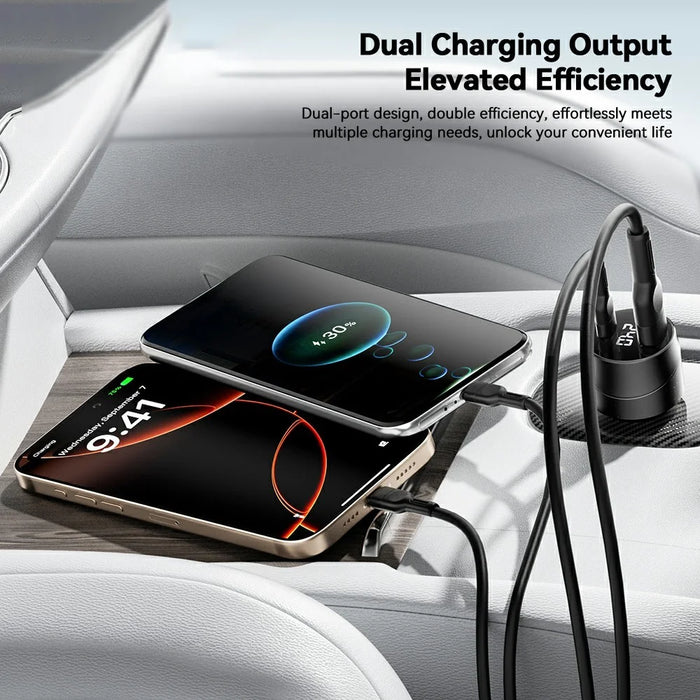 ESSAGER 140W Fast Charging Adapter Digital Display USB A + Type C Car Charger - 6