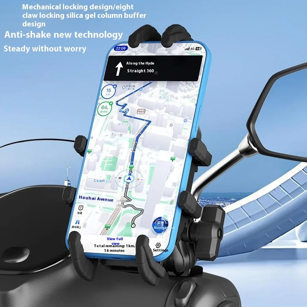 WUPP CS-2072B1 Motorcycle Rearview Mirror Phone Mount Anti-Theft Cellphone Holder - 4