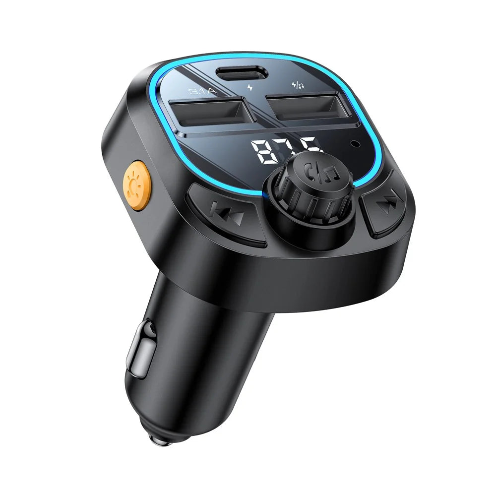 YESIDO Y70 Bluetooth-compatible 5.3 FM Transmitter Car Charger Hands Free Calling MP3 Player - 1