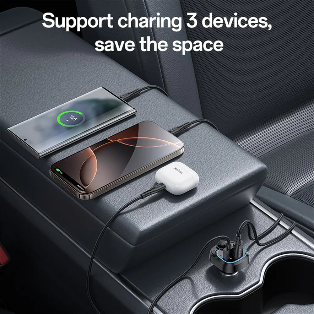 YESIDO Y70 Bluetooth-compatible 5.3 FM Transmitter Car Charger Hands Free Calling MP3 Player - 3