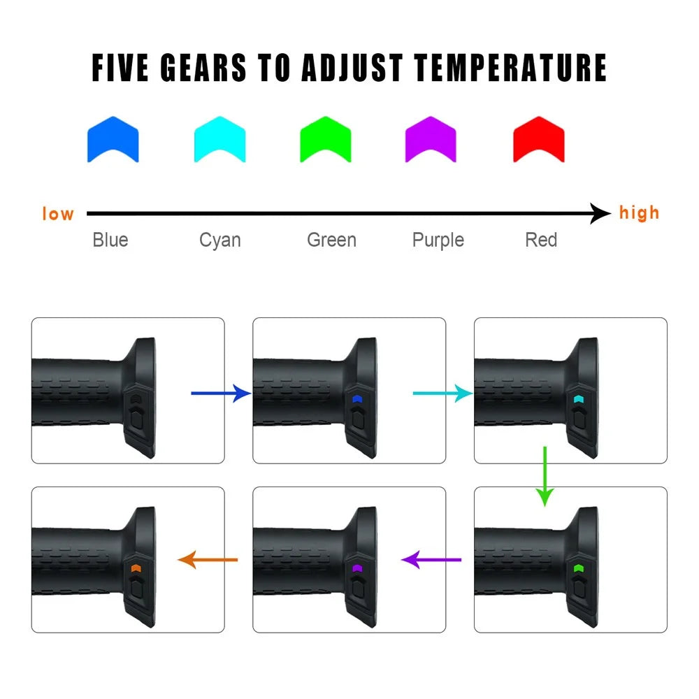 CS-1324A1 1 Pair 5 Gears Temperature Adjustable Winter ATV Motorcycle Heated Grips Electric Heating Hand Grips - 4