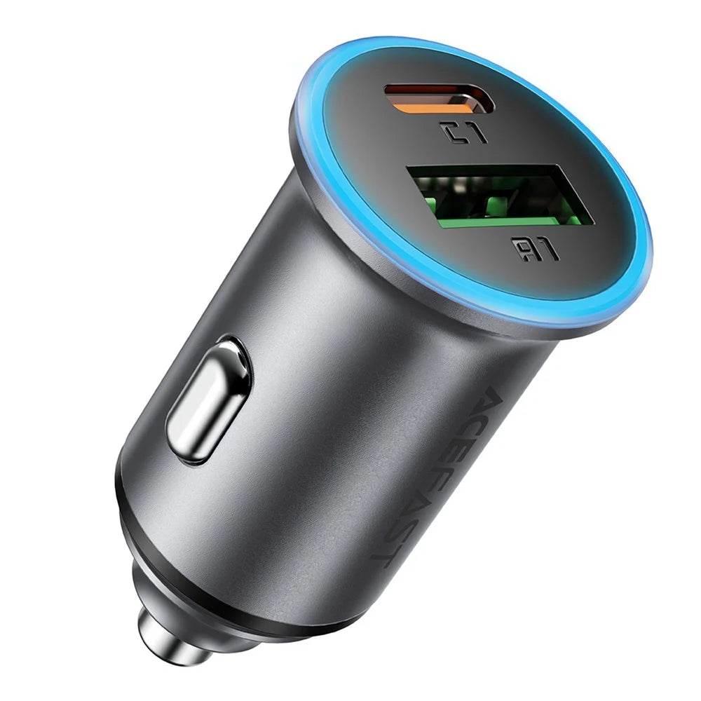 ACEFAST B15 65W Metal Car Charger Dual Port USB-A + USB-C Fast Charging Car Power Adapter Cigarette Lighter - 1