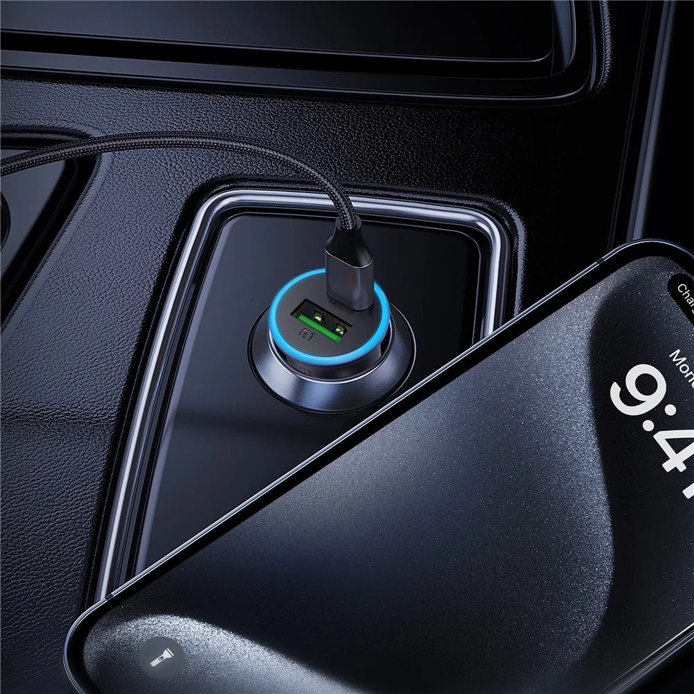 ACEFAST B15 65W Metal Car Charger Dual Port USB-A + USB-C Fast Charging Car Power Adapter Cigarette Lighter - 6