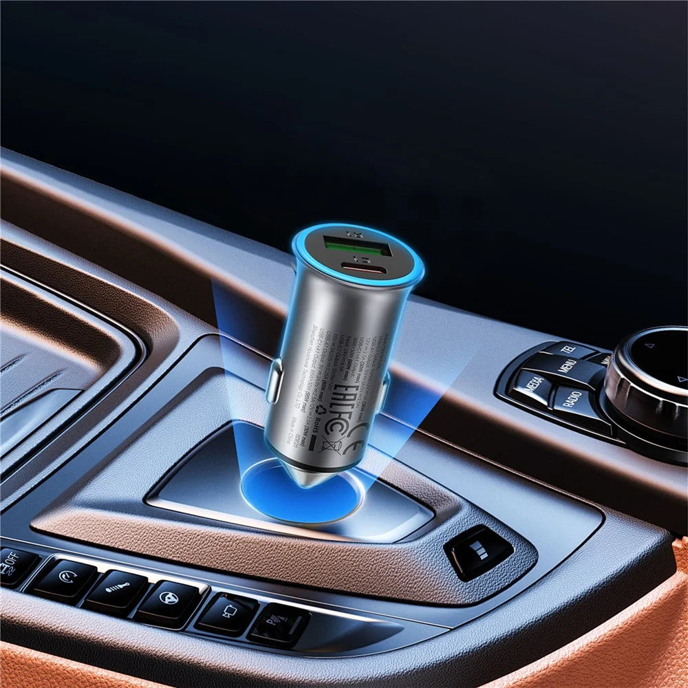 ACEFAST B16 95W Metal Car Charger Dual Port USB-A + USB-C Fast Charging Car Power Adapter Cigarette Lighter - 2