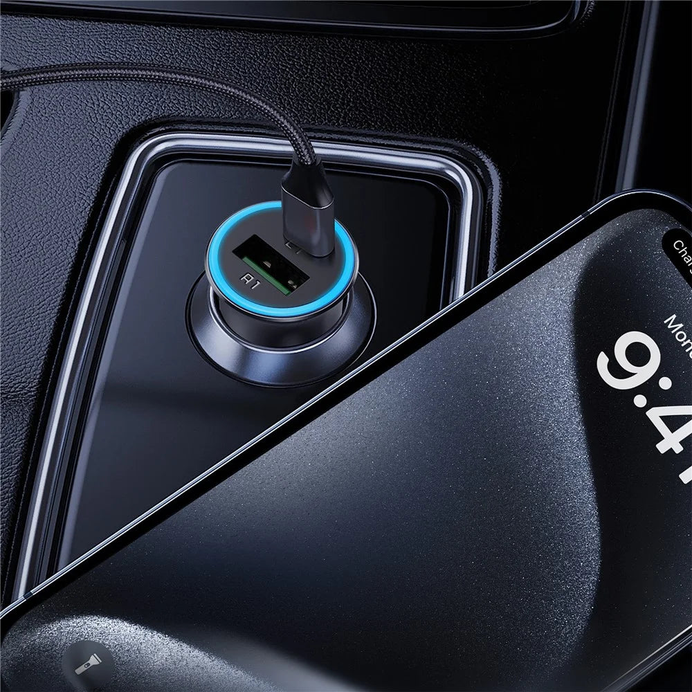 ACEFAST B16 95W Metal Car Charger Dual Port USB-A + USB-C Fast Charging Car Power Adapter Cigarette Lighter - 3
