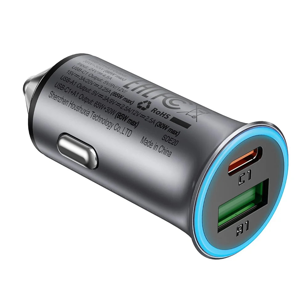 ACEFAST B16 95W Metal Car Charger Dual Port USB-A + USB-C Fast Charging Car Power Adapter Cigarette Lighter - 4