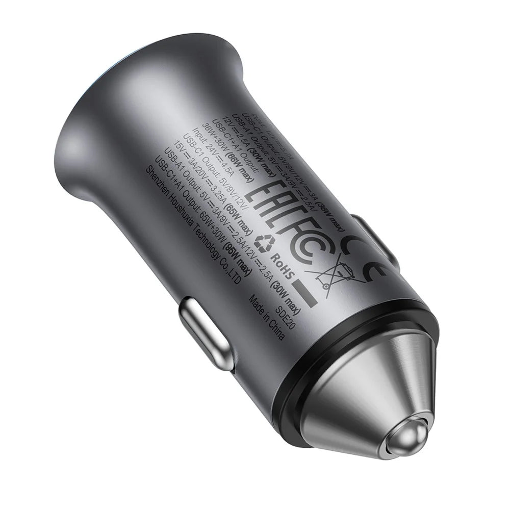 ACEFAST B16 95W Metal Car Charger Dual Port USB-A + USB-C Fast Charging Car Power Adapter Cigarette Lighter - 5