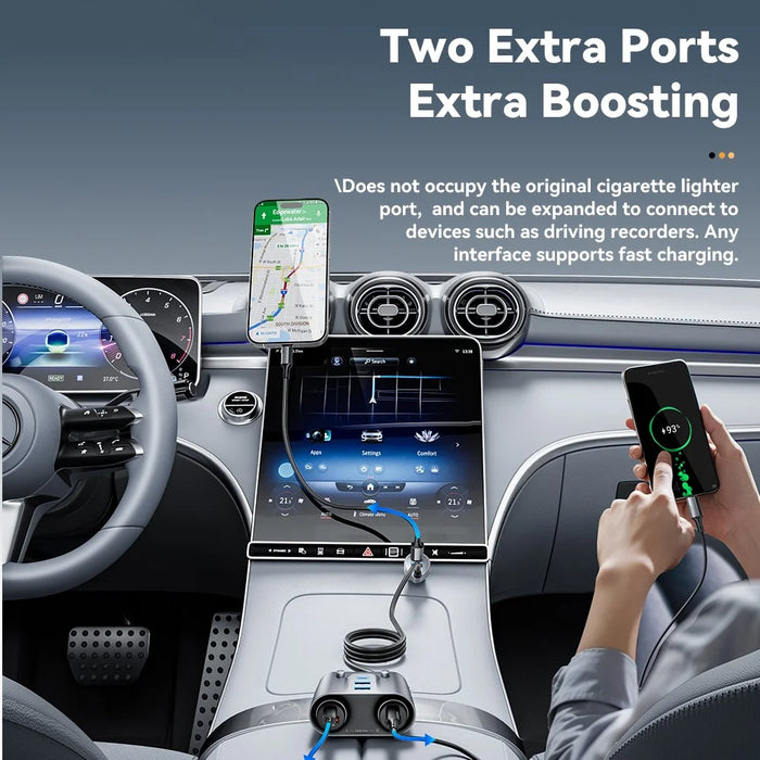 ESSAGER 150W High Power Car Cigarette Lighter Splitter Charger 2 USB C + 3 USB A Fast Charging Adapter - 4