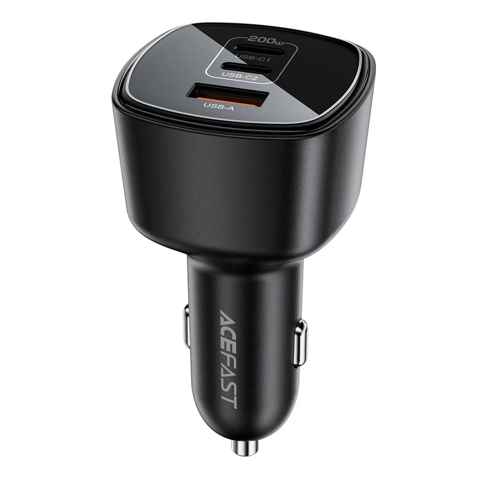 ACEFAST B18 200W Car Charger Dual USB-C + USB-A Fast Charging Cigarette Lighter Adapter - 1