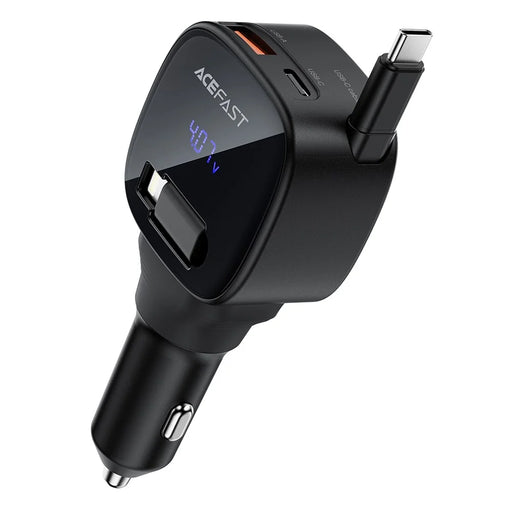 ACEFAST B17 95W Car Charger USB-C + USB-A LED Display Fast Charging Adapater with Retractable Cable - 1