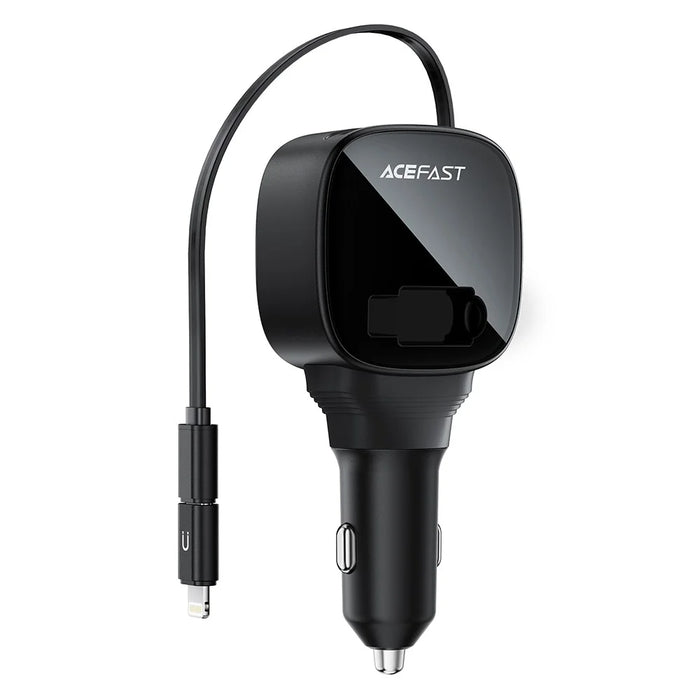 ACEFAST B17 95W Car Charger USB-C + USB-A LED Display Fast Charging Adapater with Retractable Cable - 4