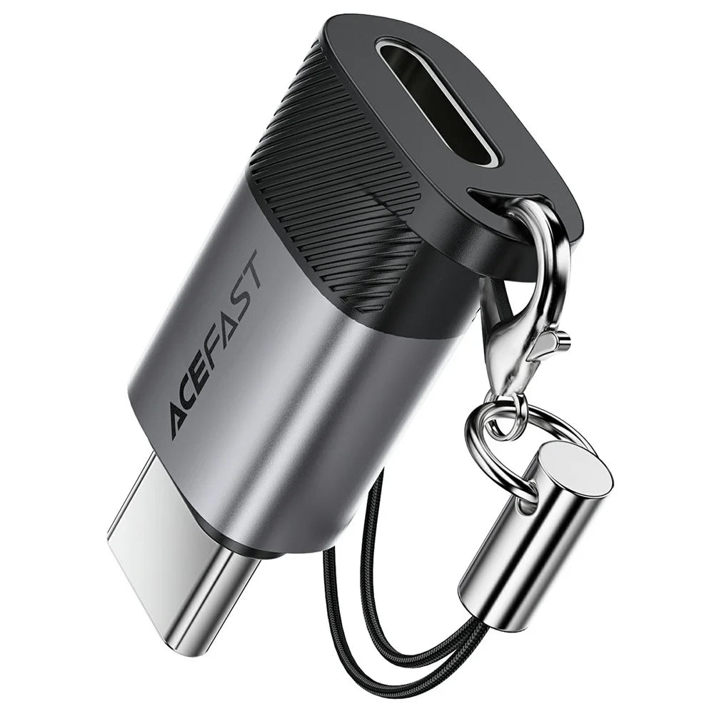 ACEFAST J19 iP (5-14) to USB-C Adapter 60W Fast Charging / Data Transfer / Compact Design Converter - Metal Gray - 1