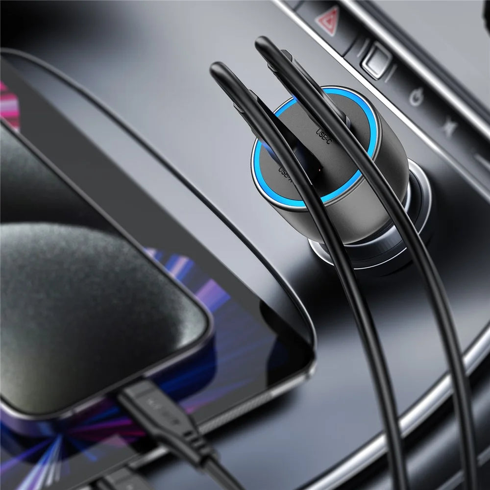 ACEFAST B21 75W USB-C + USB-A Dual Port Car Charger PD Fast Charging Adapter for Phone Laptop - Metal Gray - 3