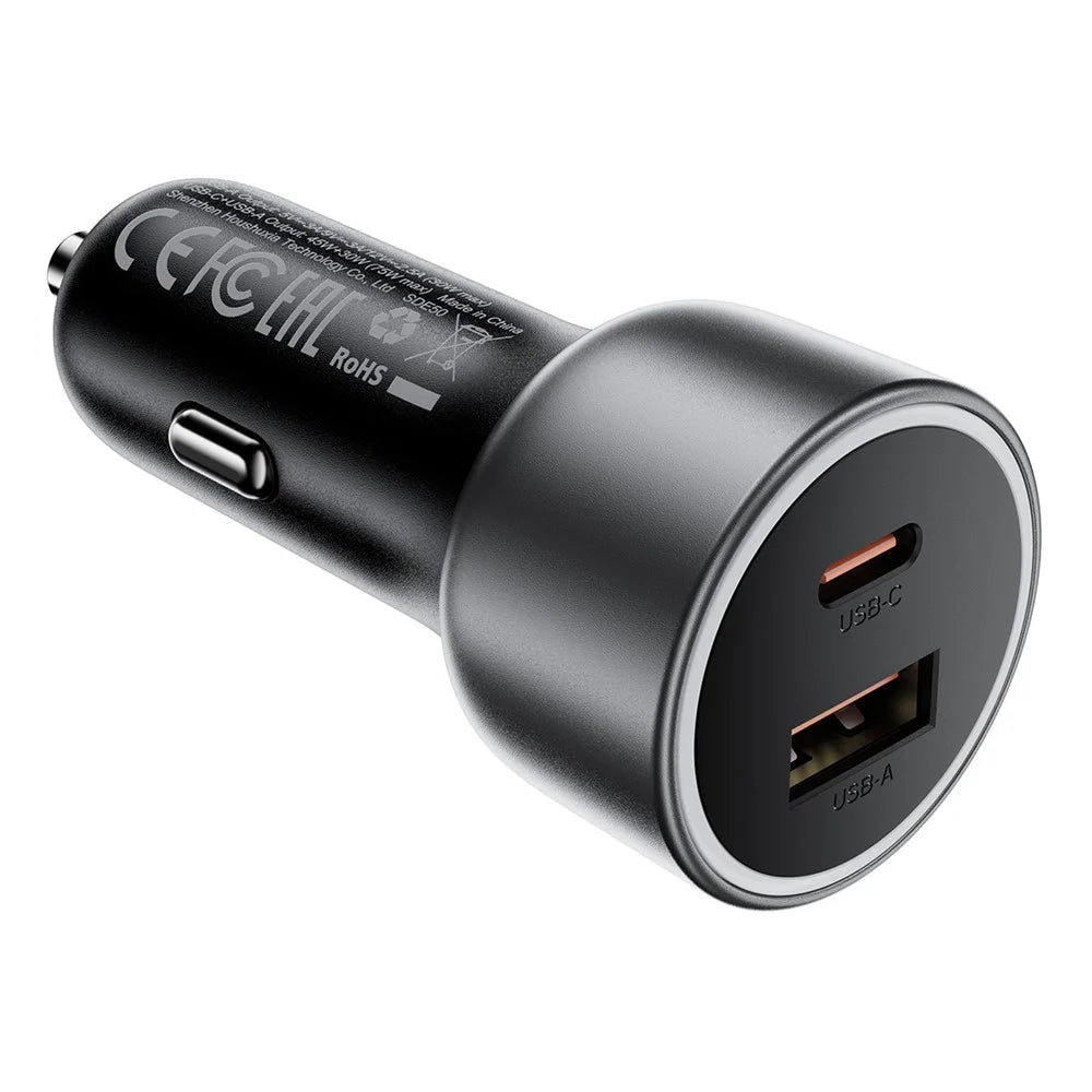 ACEFAST B21 75W USB-C + USB-A Dual Port Car Charger PD Fast Charging Adapter for Phone Laptop - Metal Gray - 4