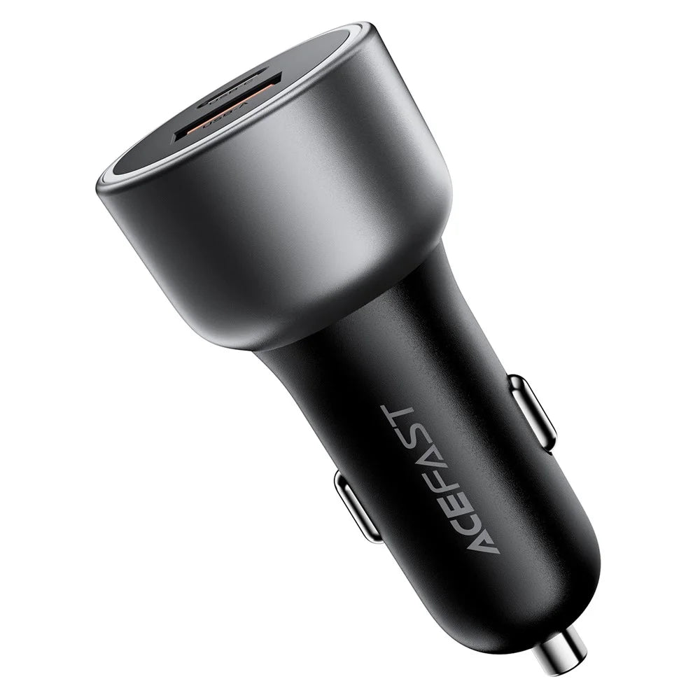 ACEFAST B21 75W USB-C + USB-A Dual Port Car Charger PD Fast Charging Adapter for Phone Laptop - Metal Gray - 6