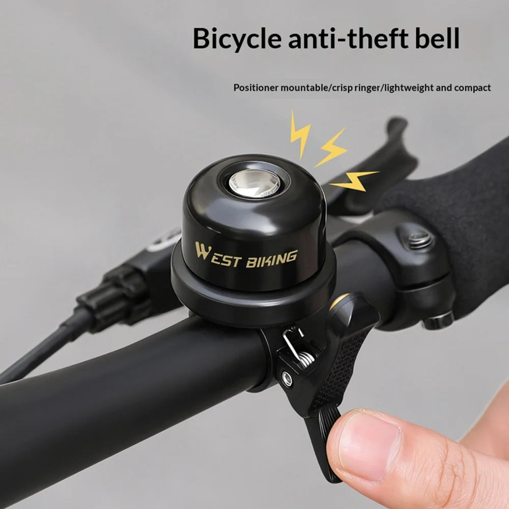 WEST BIKING YP0706075 Aluminum Alloy Bicycle Bell for AirTag Holder Anti-Theft Mountain Road Bike Warning Horn - Aluminum Alloy Bell - 7