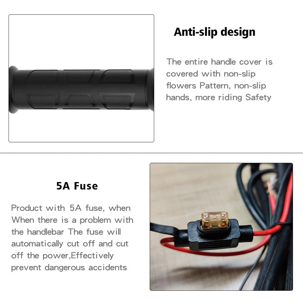 WUPP ZH-983B6 1 Pair 12V Motorcycle Winter Electric Heating Hand Grips 3 Gears Temperature Adjustable Heated Grips - 5
