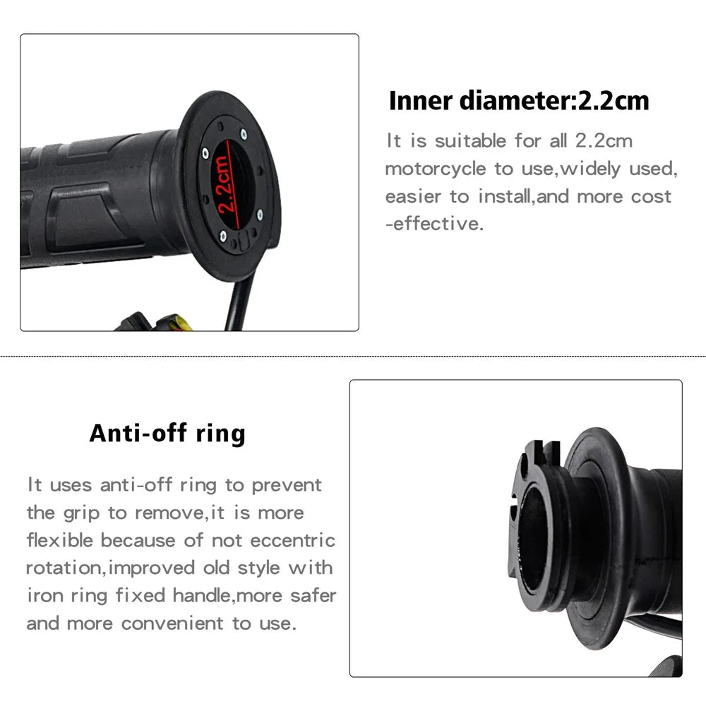 WUPP ZH-983B6 1 Pair 12V Motorcycle Winter Electric Heating Hand Grips 3 Gears Temperature Adjustable Heated Grips - 6