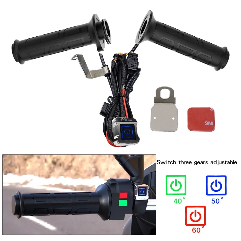 WUPP ZH-983C1 1Pair Smart 3-Gear 12V Motorcycle Heated Grips Universal Electric Heating Handlebar Modified Heating Grips Electric Scooter Warmer Handgrips - 3