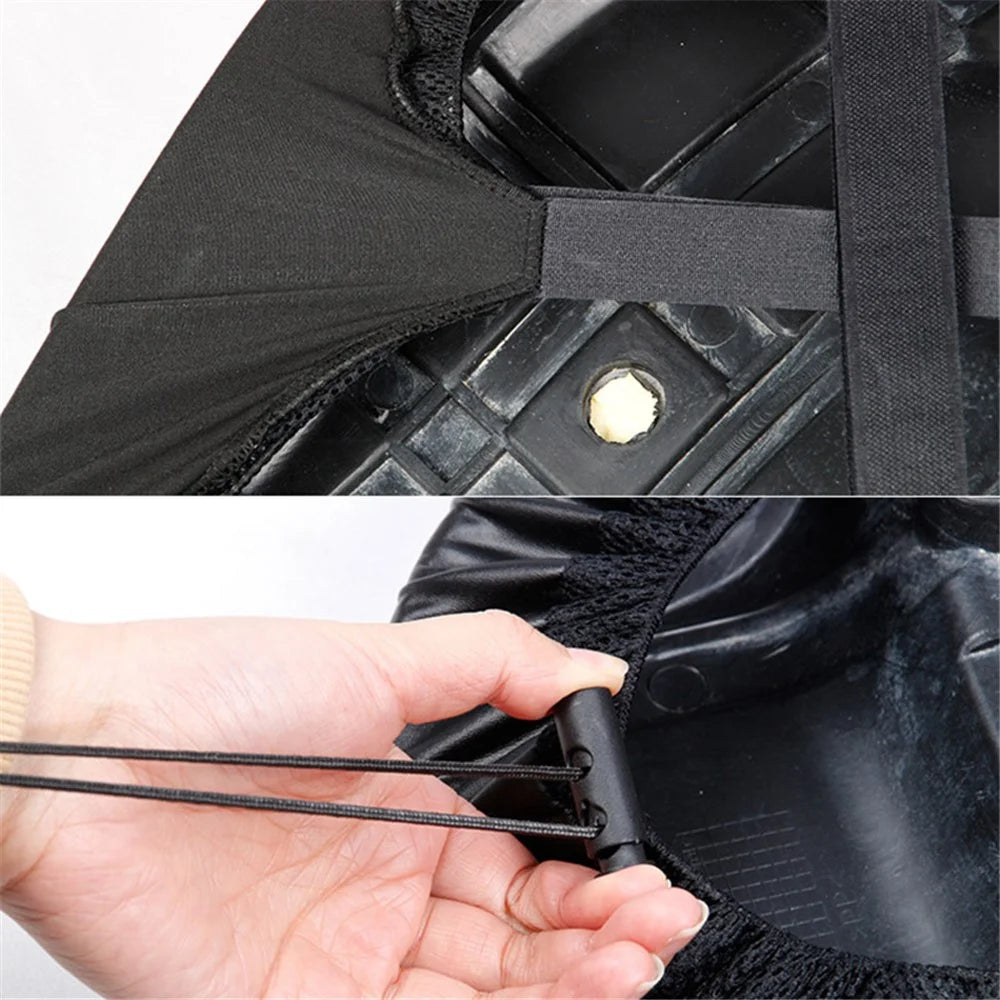 Motorcycle Seat Cover Waterproof Electric Bike Seat Rain Cover Saddle Protector, Size: L - Black - 6