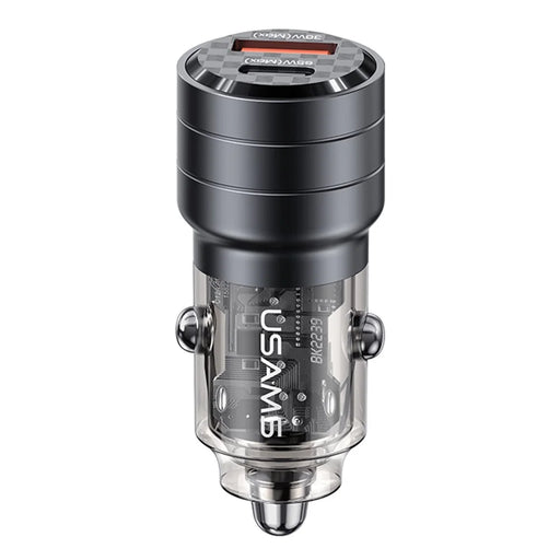 USAMS US-CC176 C36 95W USB-A+USB-C Car Charger Transparent Mini Fast Car Charger with Light - Black - 1