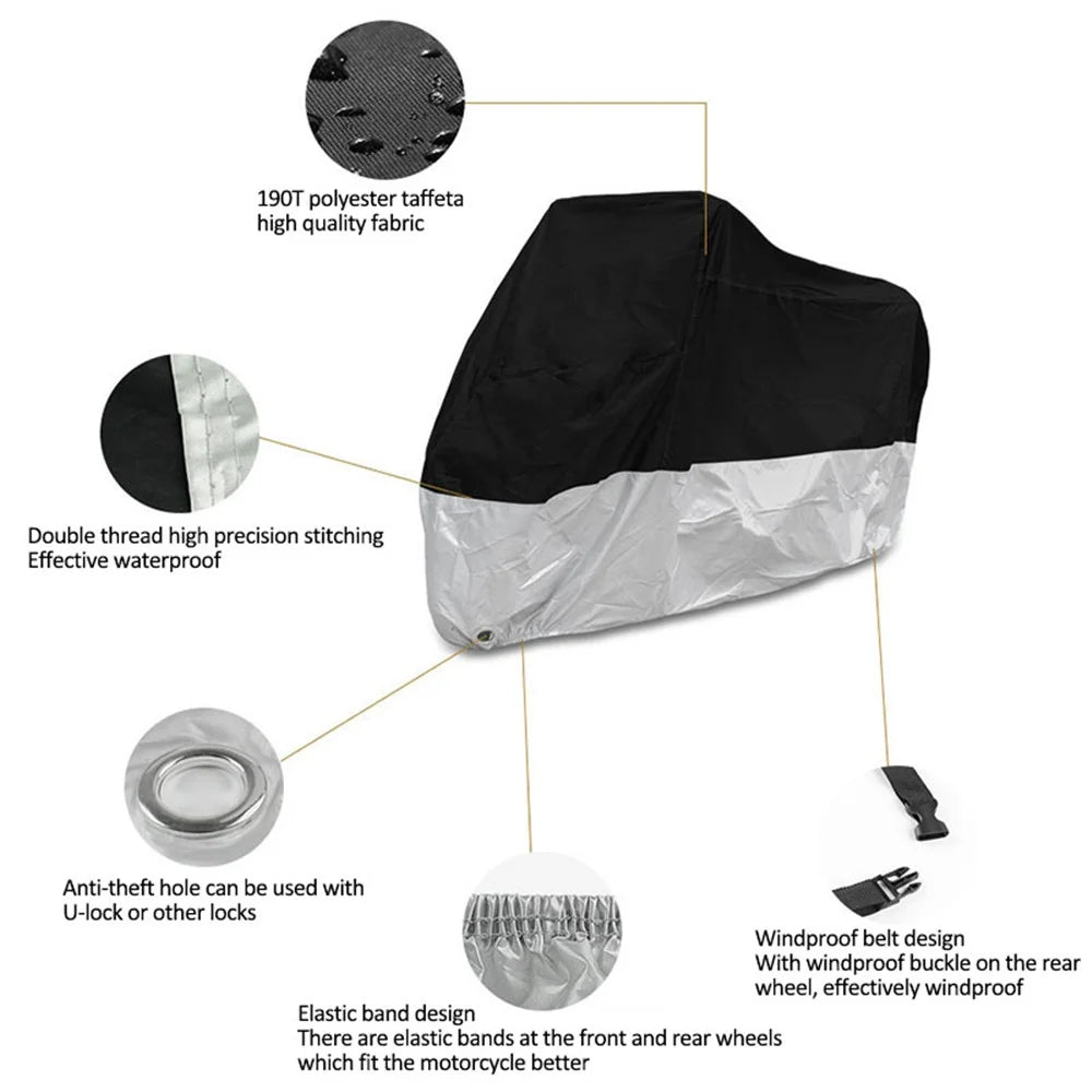 BY-895 Motorcycle Cover Protection Shelter Outdoor Waterproof Motorbike Cover Protector - Size: M - 6