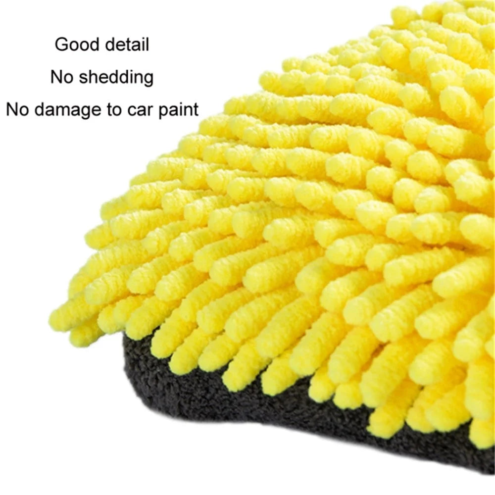 2PCS Chenille Car Wiping Gloves Double-Sided Coral Fleece Housework Dust Wool Bear Paw Car Cleaning Tool - Blue - 4