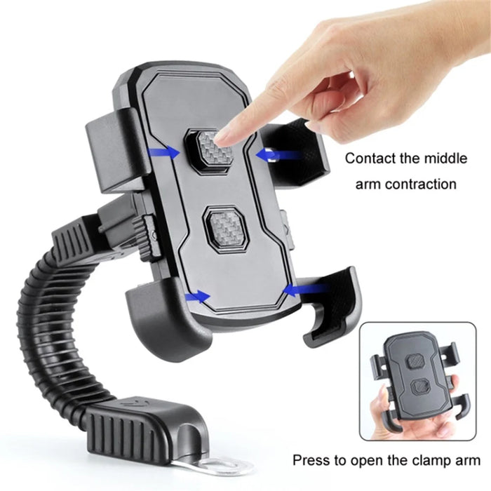 Motorcycle Rearview Mirror Mount Cellphone Bracket Motorbike Rotatable Phone Holder - 2
