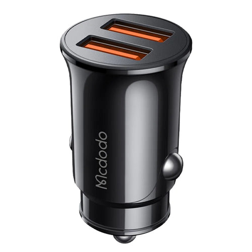 MCDODO CC-6602 5V / 2.4A Dual Port USB Car Charger Aluminum Alloy Portable Charging Adapter, Black - 1