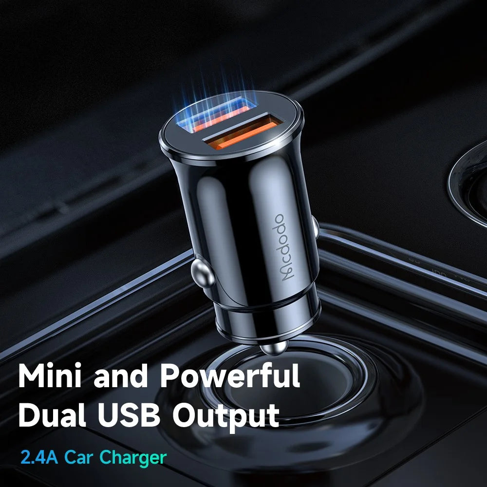 MCDODO CC-6602 5V / 2.4A Dual Port USB Car Charger Aluminum Alloy Portable Charging Adapter, Black - 2