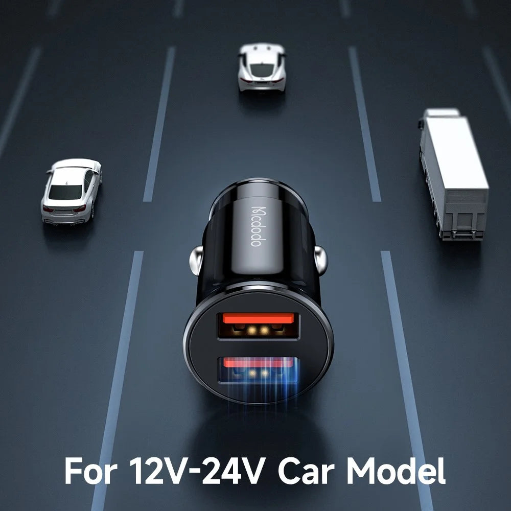 MCDODO CC-6602 5V / 2.4A Dual Port USB Car Charger Aluminum Alloy Portable Charging Adapter, Black - 5
