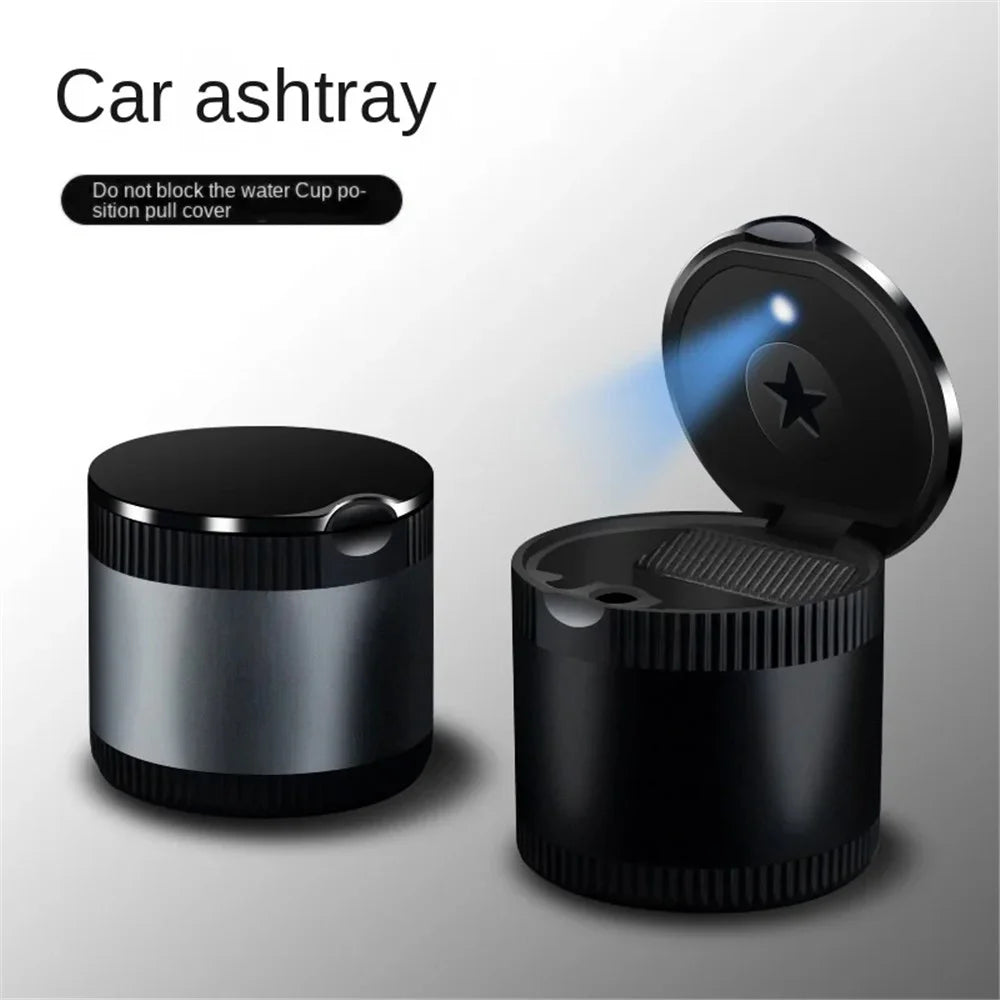 Creative Car Metal Ashtray with LED Night Light High-Temperature Resistant Ashtray with Cigarette Holder - Black - 5