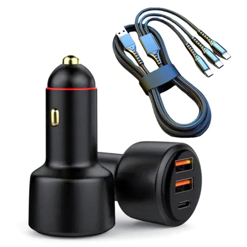 PD3.0 Fast Charging Car Charger 65W Cigarette Lighter Charger Adapter 3-Port 100W Super Car Charger - 1