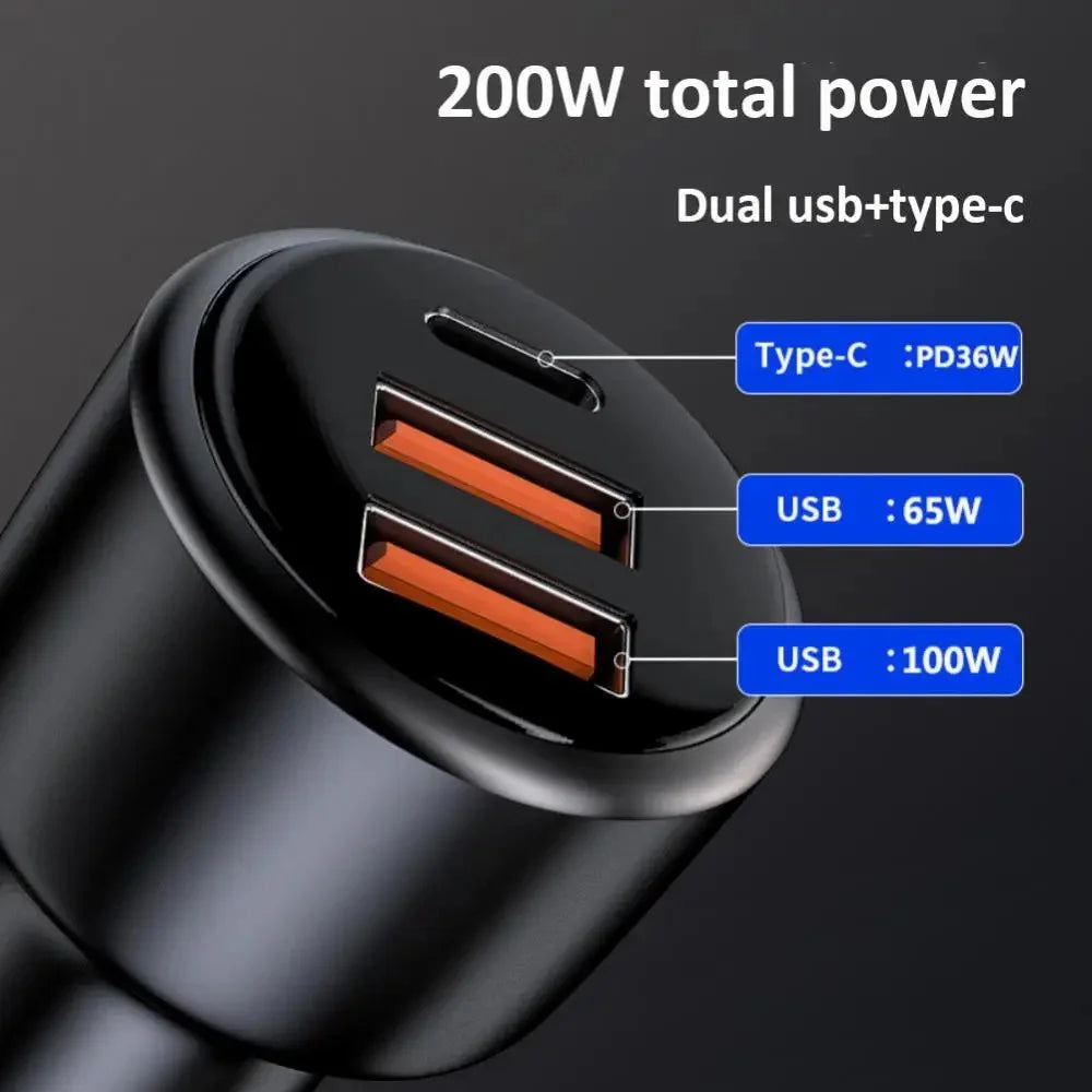 PD3.0 Fast Charging Car Charger 65W Cigarette Lighter Charger Adapter 3-Port 100W Super Car Charger - 4