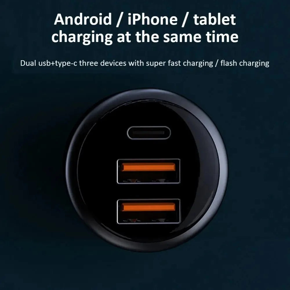 PD3.0 Fast Charging Car Charger 65W Cigarette Lighter Charger Adapter 3-Port 100W Super Car Charger - 5