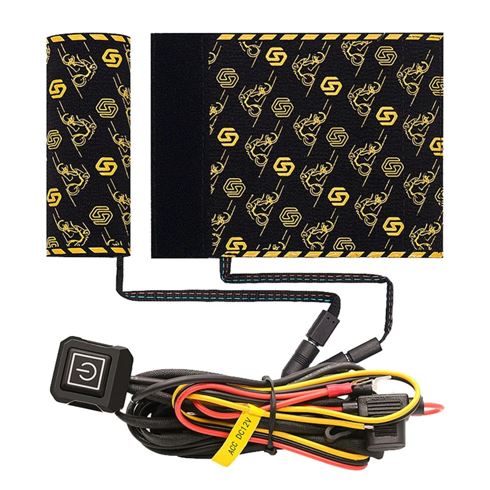 WUPP CSZH-974B2 Pattern Design 12V Motorcycle Heating Pad 5+1 Gear Handlebar Heated Grips with Memory Function, 1.5m ACC Cable - 1