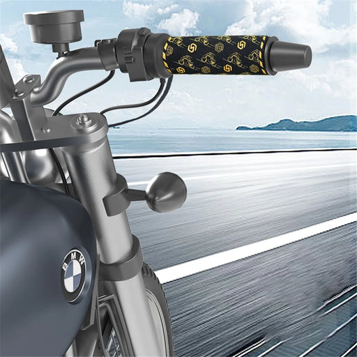 WUPP CSZH-974B2 Pattern Design 12V Motorcycle Heating Pad 5+1 Gear Handlebar Heated Grips with Memory Function, 1.5m ACC Cable - 2