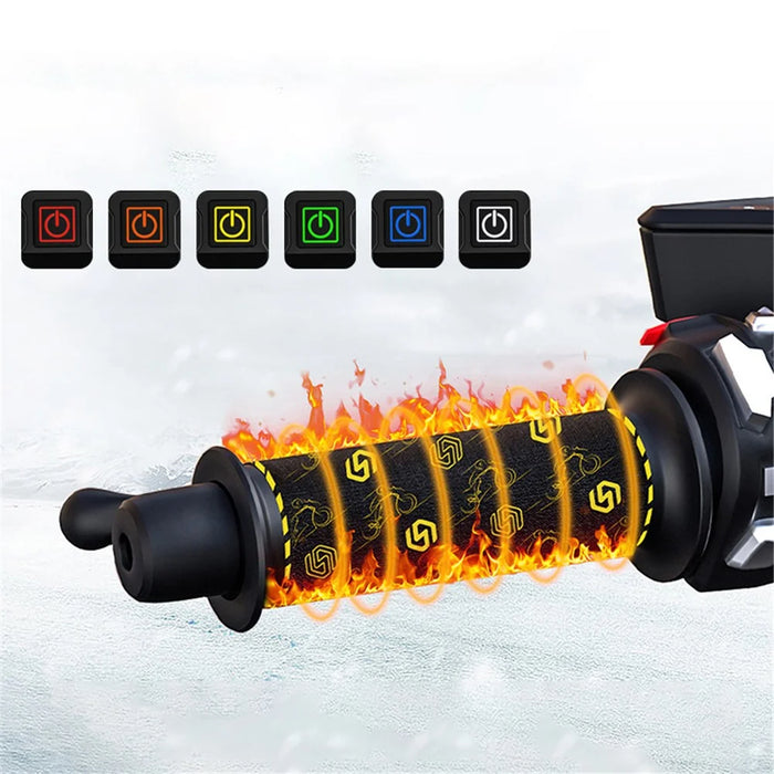 WUPP CSZH-974B2 Pattern Design 12V Motorcycle Heating Pad 5+1 Gear Handlebar Heated Grips with Memory Function, 1.5m ACC Cable - 4
