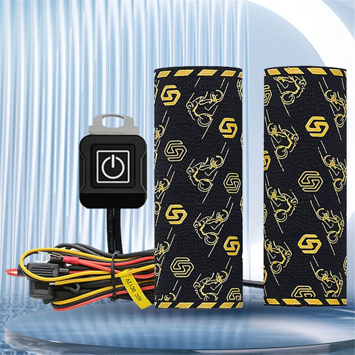 WUPP CSZH-974B2 Pattern Design 12V Motorcycle Heating Pad 5+1 Gear Handlebar Heated Grips with Memory Function, 1.5m ACC Cable - 5