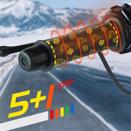 WUPP CSZH-974C1 20-90V 5+1 Gear Motorcycle Handlebar Heating Grips Pattern Design Heated Grip with Memory Function, 80cm ACC Cable - 2